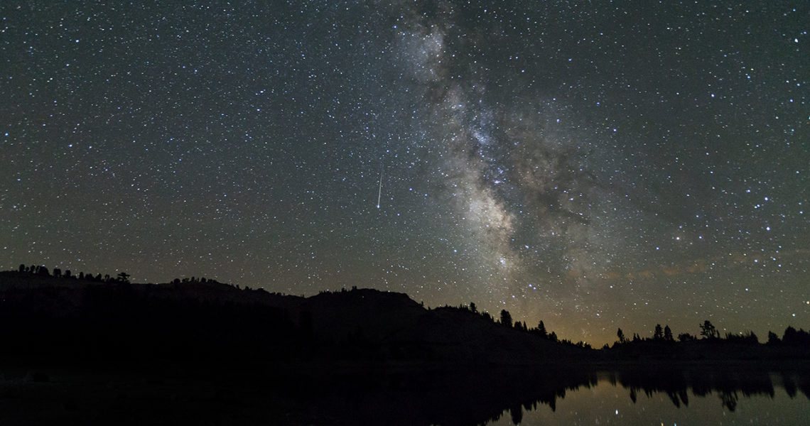 Milky Way and a Shooting Star over Lake Helen