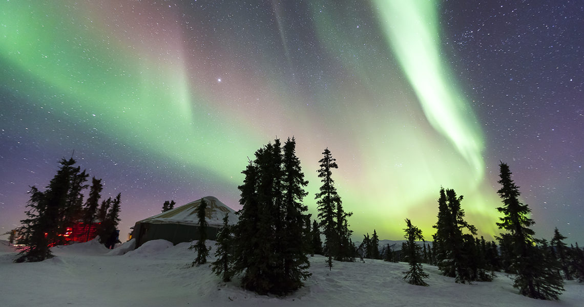 Aurora Borealis dances over Chena Hot Springs Resort